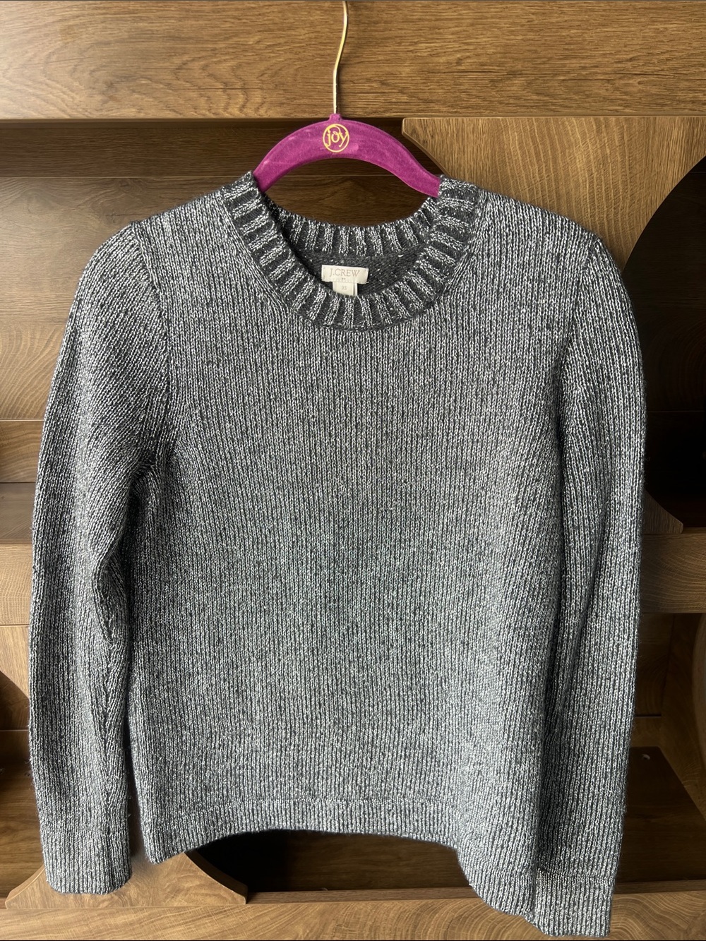 J. Crew Women’s Gray-Silver Ribbed Crewneck Sweater